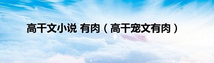 高干文小說(shuō) 有肉（高干寵文有肉）
