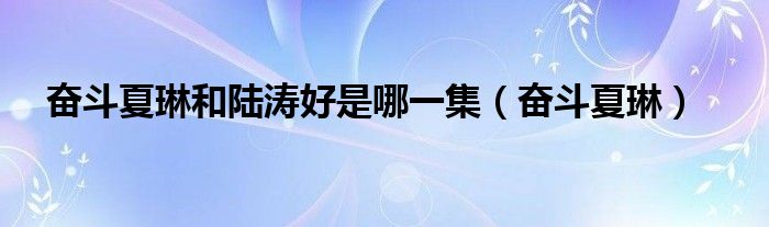 奮斗夏琳和陸濤好是哪一集（奮斗夏琳）