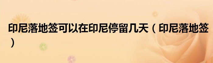 印尼落地簽可以在印尼停留幾天（印尼落地簽）