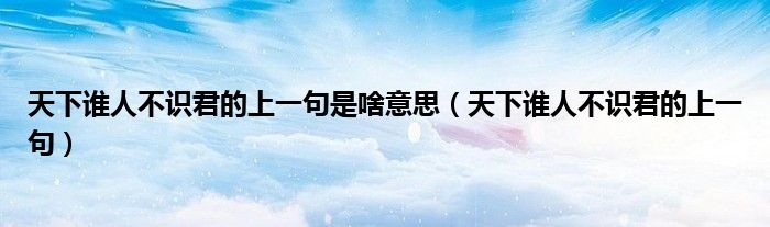 天下誰人不識君的上一句是啥意思（天下誰人不識君的上一句）