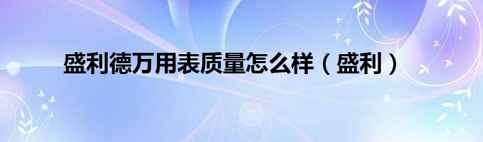 盛利德萬用表質(zhì)量怎么樣（盛利）