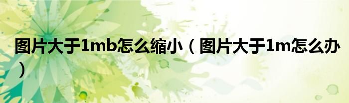 圖片大于1mb怎么縮?。▓D片大于1m怎么辦）