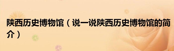 陜西歷史博物館（說一說陜西歷史博物館的簡介）