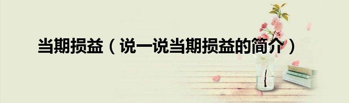 當(dāng)期損益（說一說當(dāng)期損益的簡介）