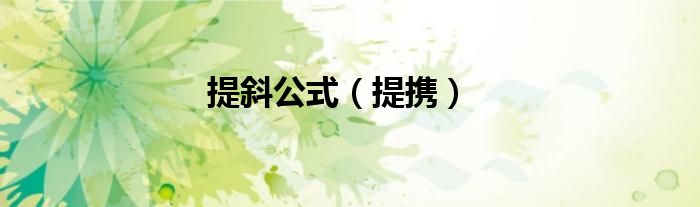 提斜公式（提攜）