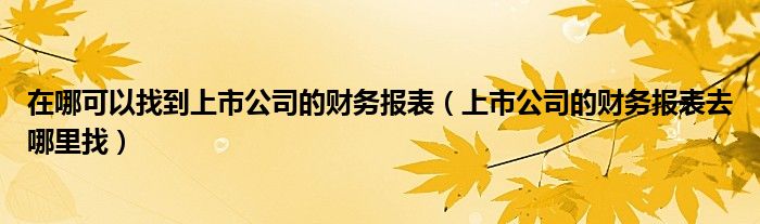 在哪可以找到上市公司的財務(wù)報表（上市公司的財務(wù)報表去哪里找）