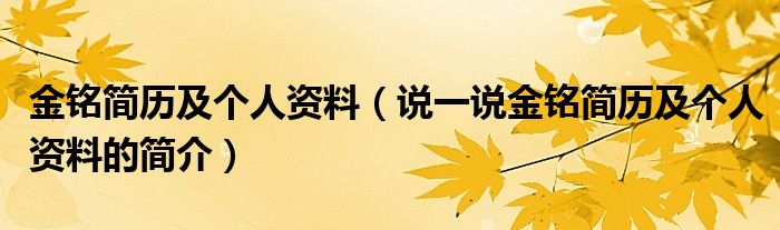 金銘簡(jiǎn)歷及個(gè)人資料（說一說金銘簡(jiǎn)歷及個(gè)人資料的簡(jiǎn)介）