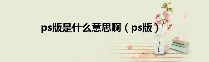 ps版是什么意思?。╬s版）