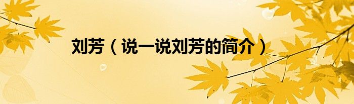 劉芳（說一說劉芳的簡(jiǎn)介）