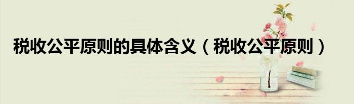 稅收公平原則的具體含義（稅收公平原則）