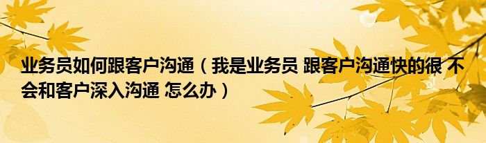 業(yè)務(wù)員如何跟客戶溝通（我是業(yè)務(wù)員 跟客戶溝通快的很 不會(huì)和客戶深入溝通 怎么辦）