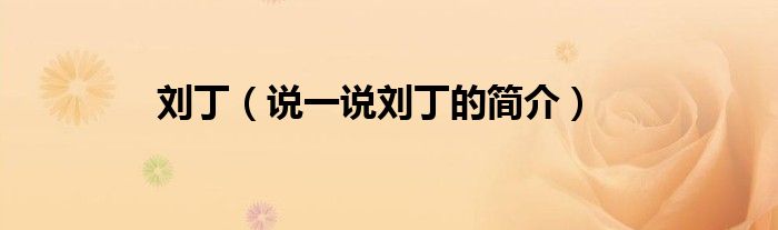 劉?。ㄕf一說劉丁的簡介）