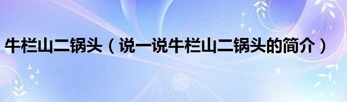 牛欄山二鍋頭（說(shuō)一說(shuō)牛欄山二鍋頭的簡(jiǎn)介）