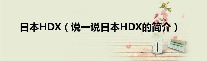 日本HDX（說(shuō)一說(shuō)日本HDX的簡(jiǎn)介）