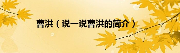 曹洪（說一說曹洪的簡介）