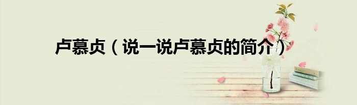 盧慕貞（說(shuō)一說(shuō)盧慕貞的簡(jiǎn)介）