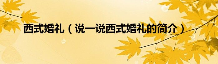 西式婚禮（說(shuō)一說(shuō)西式婚禮的簡(jiǎn)介）