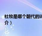 杜牧是哪個(gè)朝代的詩人（說一說杜牧是哪個(gè)朝代的詩人的簡(jiǎn)介）