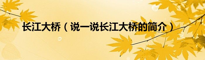 長江大橋（說一說長江大橋的簡介）