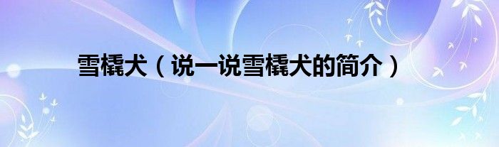 雪橇犬（說一說雪橇犬的簡介）
