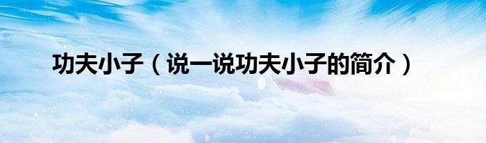 功夫小子（說一說功夫小子的簡介）