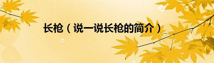 長槍（說一說長槍的簡介）