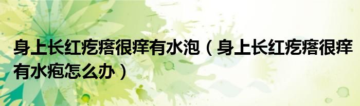 身上長紅疙瘩很癢有水泡（身上長紅疙瘩很癢有水皰怎么辦）