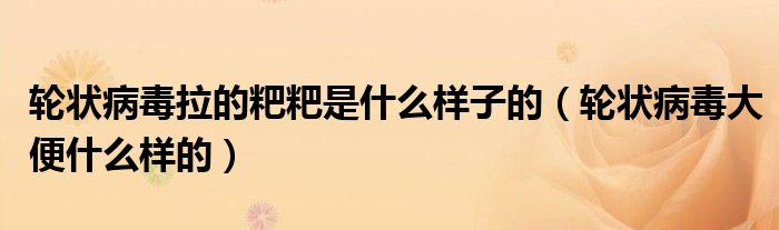 輪狀病毒拉的粑粑是什么樣子的（輪狀病毒大便什么樣的）