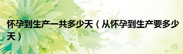 懷孕到生產(chǎn)一共多少天（從懷孕到生產(chǎn)要多少天）