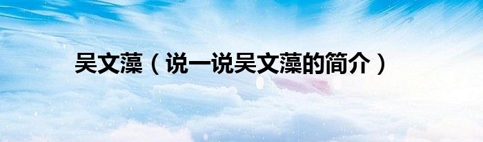 吳文藻（說一說吳文藻的簡介）