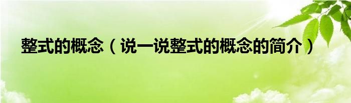 整式的概念（說一說整式的概念的簡介）