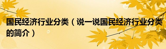 國(guó)民經(jīng)濟(jì)行業(yè)分類(lèi)（說(shuō)一說(shuō)國(guó)民經(jīng)濟(jì)行業(yè)分類(lèi)的簡(jiǎn)介）