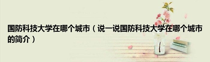 國防科技大學在哪個城市（說一說國防科技大學在哪個城市的簡介）