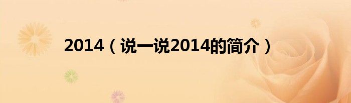 2014（說一說2014的簡介）