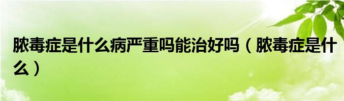 膿毒癥是什么病嚴重嗎能治好嗎（膿毒癥是什么）