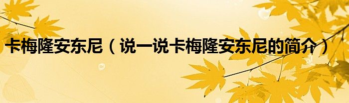 卡梅隆安東尼（說一說卡梅隆安東尼的簡介）
