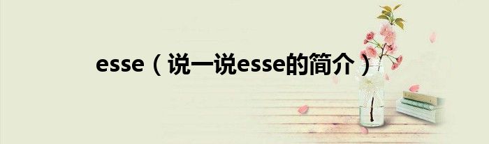 esse（說(shuō)一說(shuō)esse的簡(jiǎn)介）