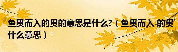 魚貫而入的貫的意思是什么?（魚貫而入 的貫什么意思）