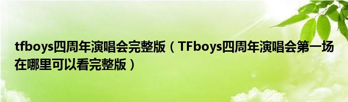 tfboys四周年演唱會完整版（TFboys四周年演唱會第一場在哪里可以看完整版）