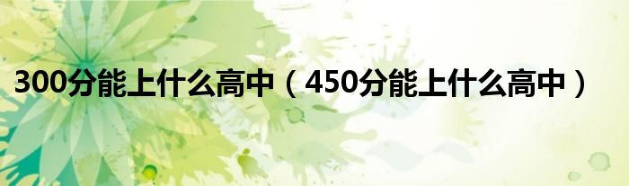 300分能上什么高中（450分能上什么高中）
