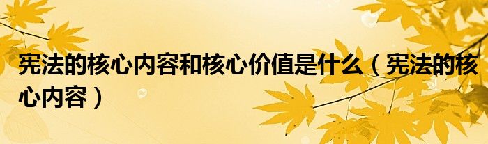 憲法的核心內(nèi)容和核心價值是什么（憲法的核心內(nèi)容）