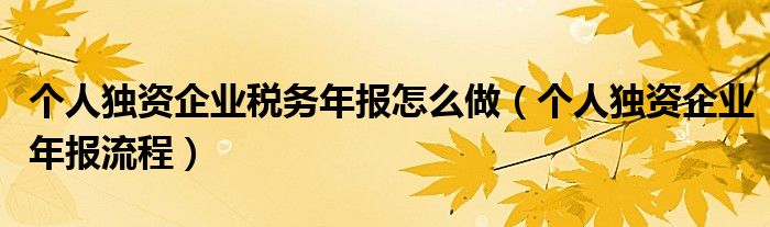 個人獨資企業(yè)稅務(wù)年報怎么做（個人獨資企業(yè)年報流程）