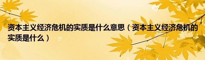 資本主義經(jīng)濟(jì)危機(jī)的實(shí)質(zhì)是什么意思（資本主義經(jīng)濟(jì)危機(jī)的實(shí)質(zhì)是什么）