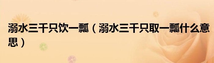 溺水三千只飲一瓢（溺水三千只取一瓢什么意思）