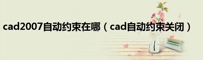 cad2007自動(dòng)約束在哪（cad自動(dòng)約束關(guān)閉）