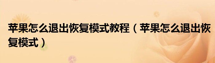 蘋果怎么退出恢復(fù)模式教程（蘋果怎么退出恢復(fù)模式）