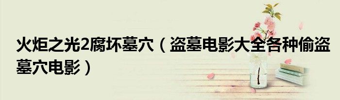 火炬之光2腐壞墓穴（盜墓電影大全各種偷盜墓穴電影）