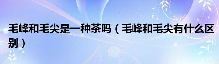 毛峰和毛尖是一種茶嗎（毛峰和毛尖有什么區(qū)別）