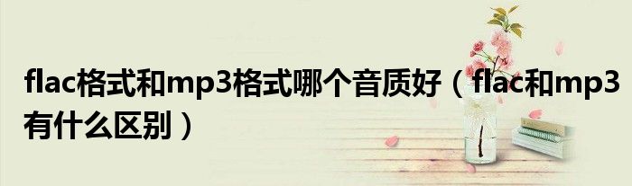 flac格式和mp3格式哪個音質(zhì)好（flac和mp3有什么區(qū)別）