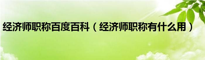經(jīng)濟(jì)師職稱百度百科（經(jīng)濟(jì)師職稱有什么用）